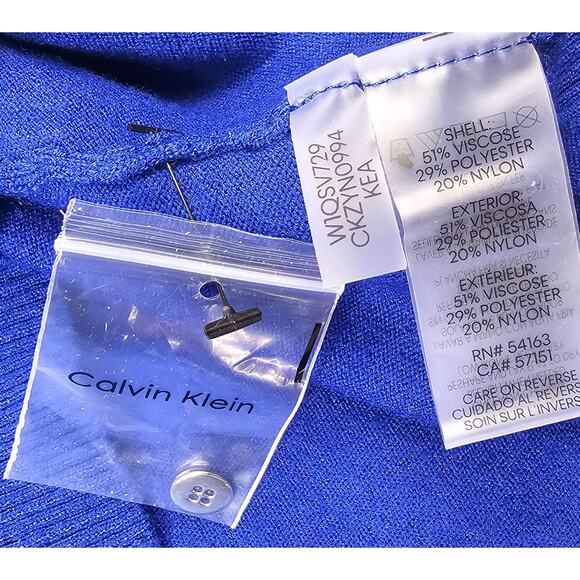 NWT CK 2X bright blue crew neck sweater career casual winter soft relaxed fit - Picture 5 of 7